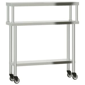 vidaXL Table de travail de cuisine avec &eacute;tag&egrave;re 110x30x120 cm inox