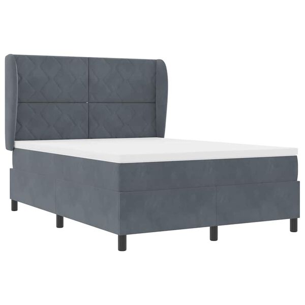 vidaXL Lit &agrave; ressorts avec matelas Gris fonc&eacute; 200 x 140 cm Polyester