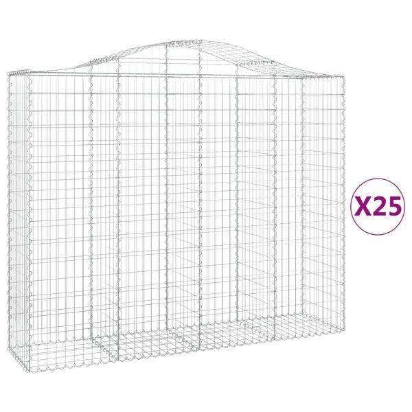 vidaXL Paniers &agrave; gabions arqu&eacute;s 25 pcs 200x50x160/180 cm Fer galvanis&eacute;