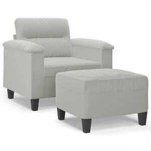vidaXL Fauteuil avec repose-pied Gris clair 60 cm Tissu microfibre