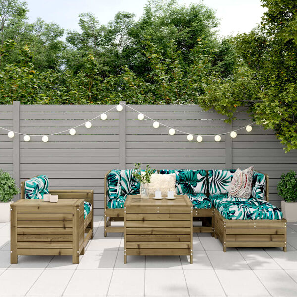 vidaXL Salon de jardin 7 pcs bois de pin impr&eacute;gn&eacute;