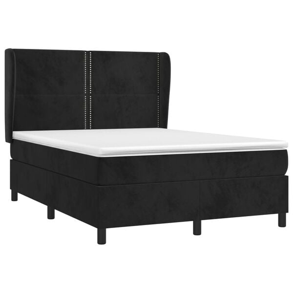 vidaXL Sommier &agrave; lattes de lit avec matelas Noir 140x190 cm Velours