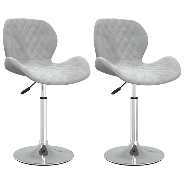 vidaXL Chaises pivotantes &agrave; manger lot de 2 Gris clair Velours