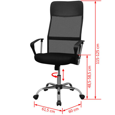 vidaXL chaise de bureau semi PU 61.5x60 cm noir