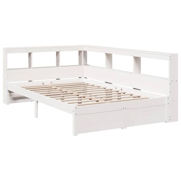 vidaXL Lit biblioth&egrave;que sans matelas blanc 120x200 cm bois pin massif
