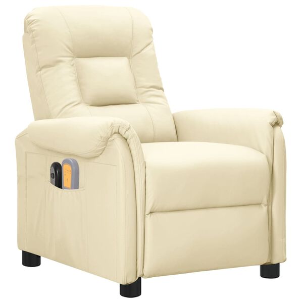 vidaXL Fauteuil de massage électrique Crème Similicuir