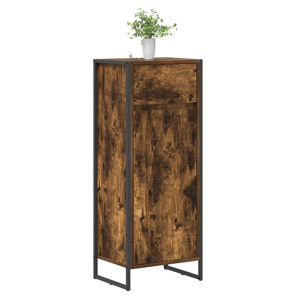 vidaXL Cabinet de salle de bain avec porte Ch&ecirc;ne Fum&eacute; 40 x 30 x 100 cm