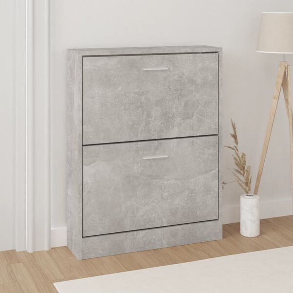 vidaXL Armoire à chaussures Gris béton 59x17x81 cm Bois d'ingénierie