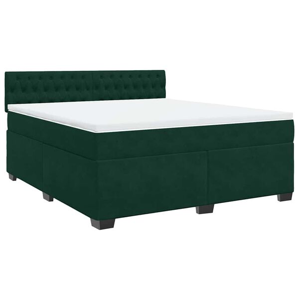 vidaXL Sommier &agrave; lattes de lit et matelas Vert fonc&eacute; 180x200cm Velours