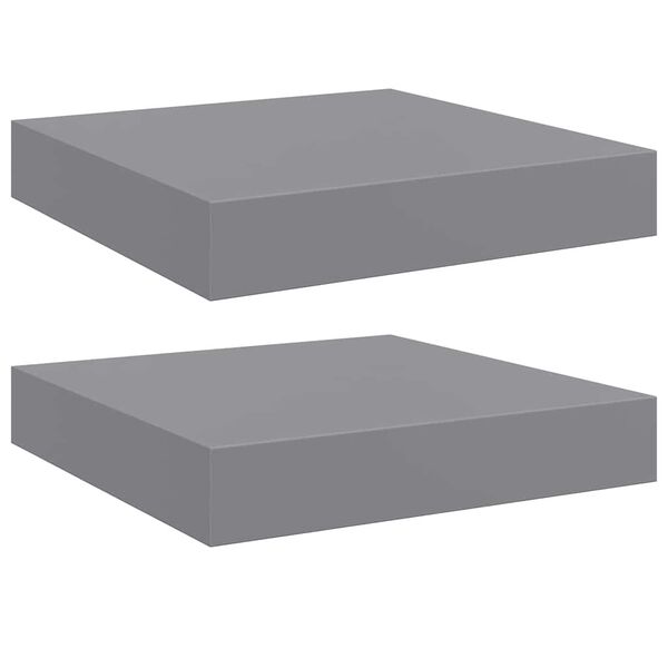 vidaXL &Eacute;tag&egrave;res murales flottantes 2 pcs gris 23x23,5x3,8 cm MDF
