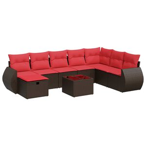 vidaXL Salon de jardin 8 pcs avec coussins marron r&eacute;sine tress&eacute;e