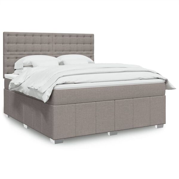 vidaXL Sommier &agrave; lattes de lit avec matelas Taupe 180x200 cm Tissu