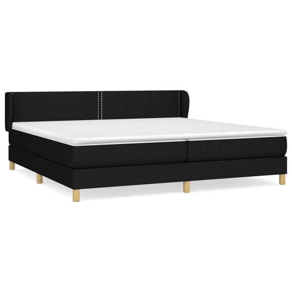 vidaXL Sommier &agrave; lattes de lit avec matelas Noir 200x200 cm Tissu