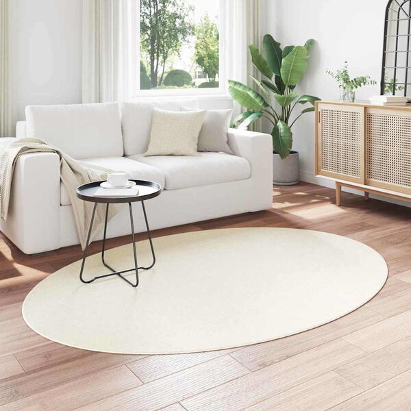 vidaXL Tapis de surface ovale HUARTE Cr&egrave;me 200 x 140 cm 100% Polyester