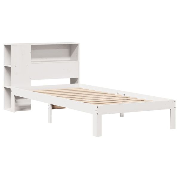 vidaXL Lit bibliothèque sans matelas blanc 90x190cm bois de pin massif