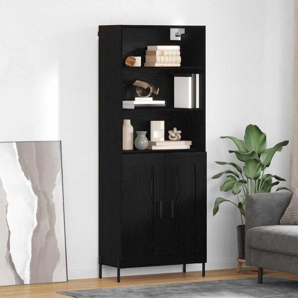 vidaXL Haut Armoire Ch&ecirc;ne noir 69,5 x 34 x 180 cm Bois d'ing&eacute;nierie