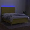 vidaXL Sommier &agrave; lattes de lit et matelas et LED Vert 140x200 cm Tissu