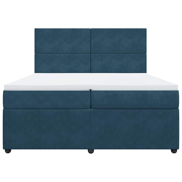 vidaXL Sommier &agrave; lattes de lit et matelas Bleu fonc&eacute; 200x200cm Velours