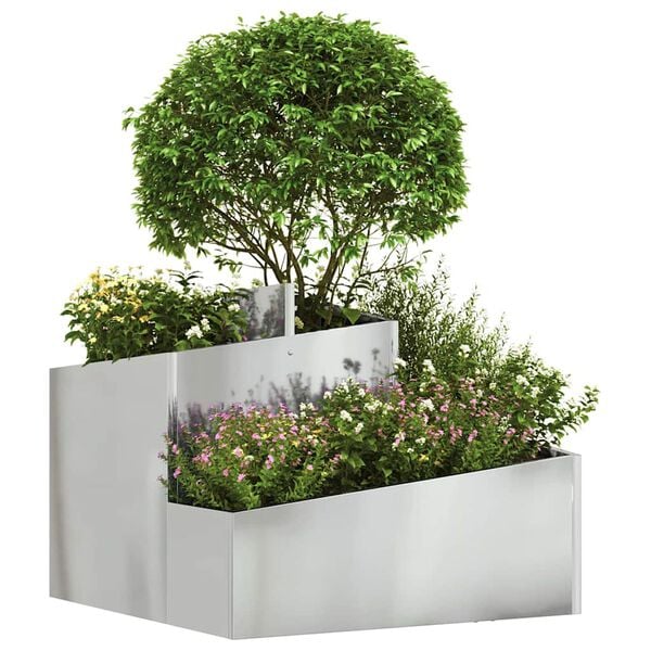 vidaXL Cache-pot de jardin Argent 60 x 60 x 50 cm Acier galvanisé