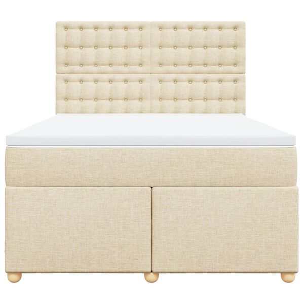 vidaXL Sommier &agrave; lattes de lit avec matelas Cr&egrave;me 160x200 cm Tissu