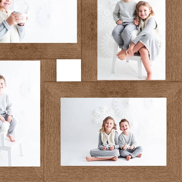 vidaXL Collage de cadres photo pour photo de 4x(10x15 cm) Marron MDF