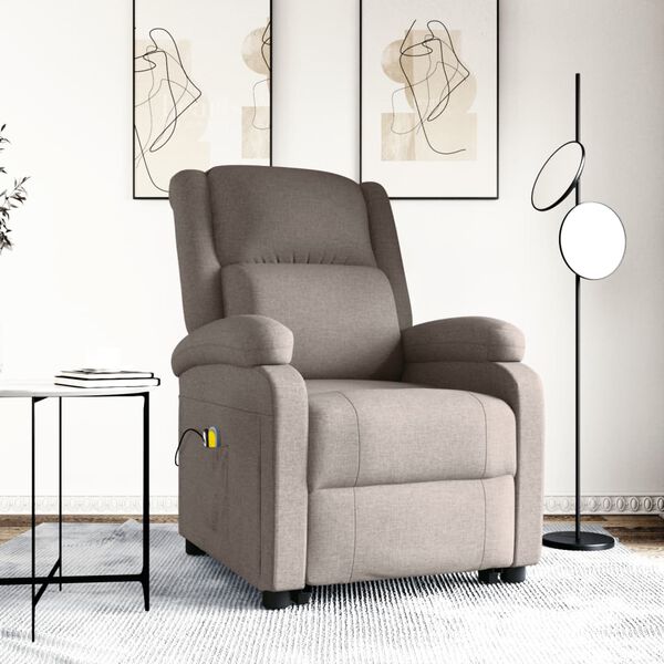 vidaXL Fauteuil de massage Taupe Tissu