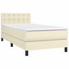 vidaXL Sommier &agrave; lattes de lit avec matelas Cr&egrave;me 90x200 cm Similicuir