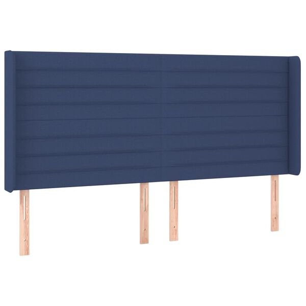vidaXL T&ecirc;te de lit avec oreilles Bleu 203x16x118/128 cm Tissu