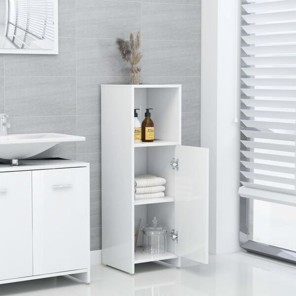 vidaXL Armoire de salle de bain Blanc brillant 30x30x95 cm