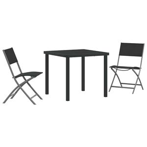 vidaXL Ensemble de salle &agrave; manger pour jardin 3 pcs Noir