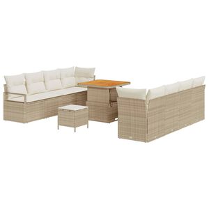 vidaXL Ensemble de canap&eacute; de jardin 11 pc 10 place Beige et cr&egrave;me