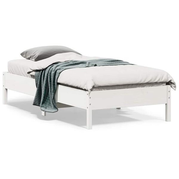 vidaXL Cadre de lit sans matelas blanc 75x190 cm bois de pin massif