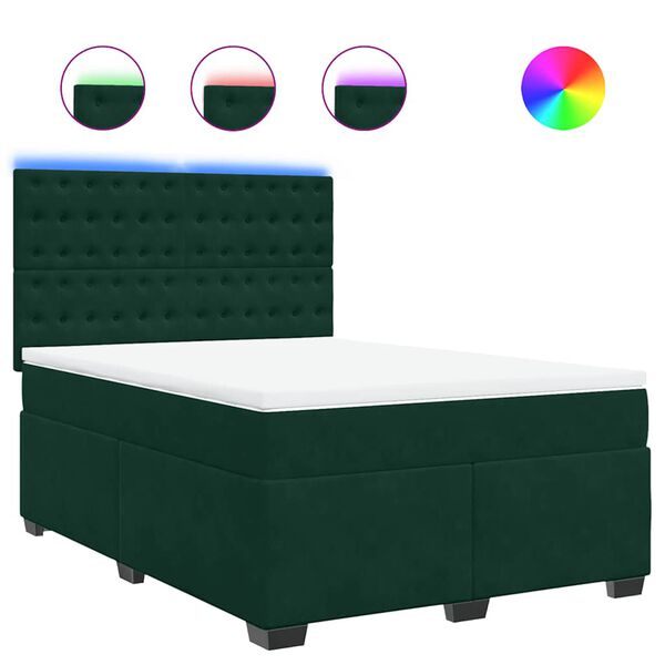 vidaXL Sommier &agrave; lattes de lit et matelas Vert fonc&eacute; 140x190cm Velours