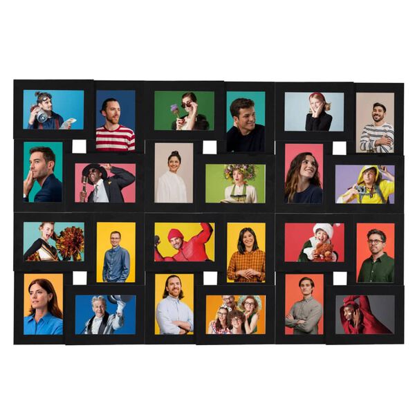 vidaXL Collage de cadres photo pour photo de 24x(13x18 cm) Noir MDF