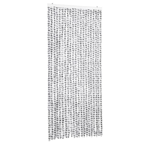 vidaXL Rideau anti-mouches gris clair et gris foncé 90x200 cm chenille