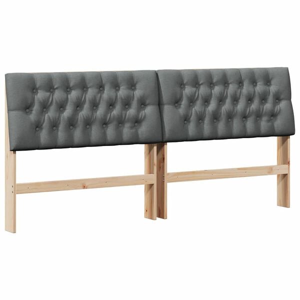 vidaXL T&ecirc;te de lit capitonn&eacute;e Gris fonc&eacute; 200 cm Pin massif