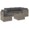 vidaXL Salon de jardin 6 pcs avec coussins Gris R&eacute;sine tress&eacute;e