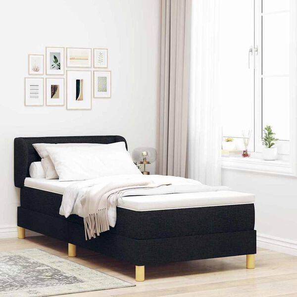vidaXL Lit &agrave; ressorts avec matelas Noir 100 x 200 cm tissu