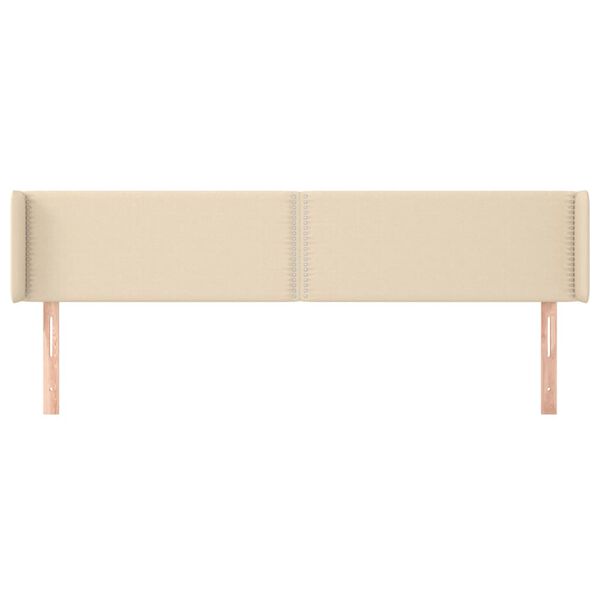 vidaXL T&ecirc;te de lit avec oreilles Cr&egrave;me 203x16x78/88 cm Tissu