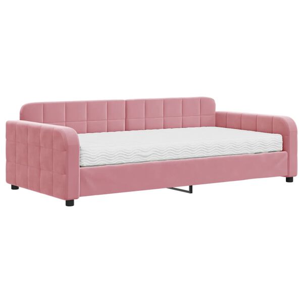 vidaXL Lit de jour avec matelas rose 100x200 cm velours