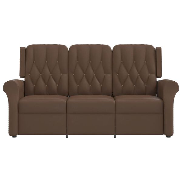 vidaXL Fauteuil de massage inclinable 3 places marron brillant