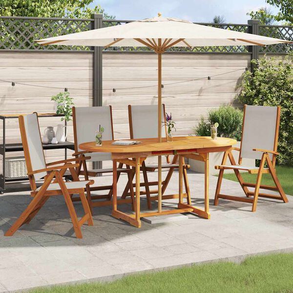 vidaXL Chaises pliables de jardin lot de 4 bois d'acacia et textil&egrave;ne