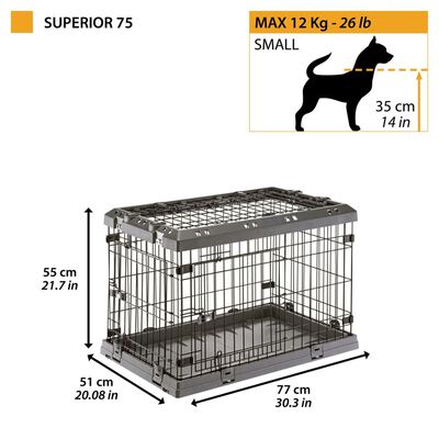 Ferplast Caisse pour chiens Superior 75 77x51x55 cm Noir