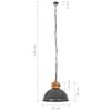 vidaXL Lampe suspendue industrielle Gris Rond 32 cm E27 Manguier