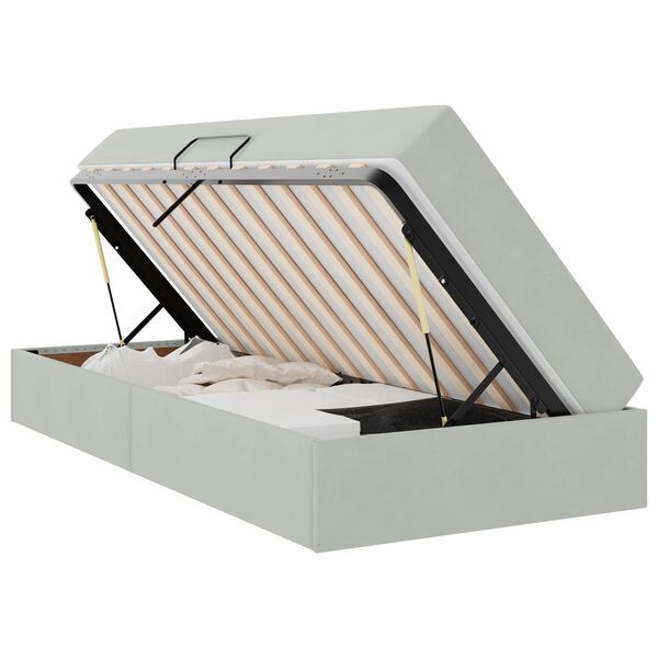 vidaXL Lit avec rangement et matelas Gris clair 100 x 200 cm Velours
