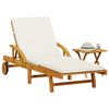 vidaXL Chaise longue avec coussin et table bois d'acacia massif