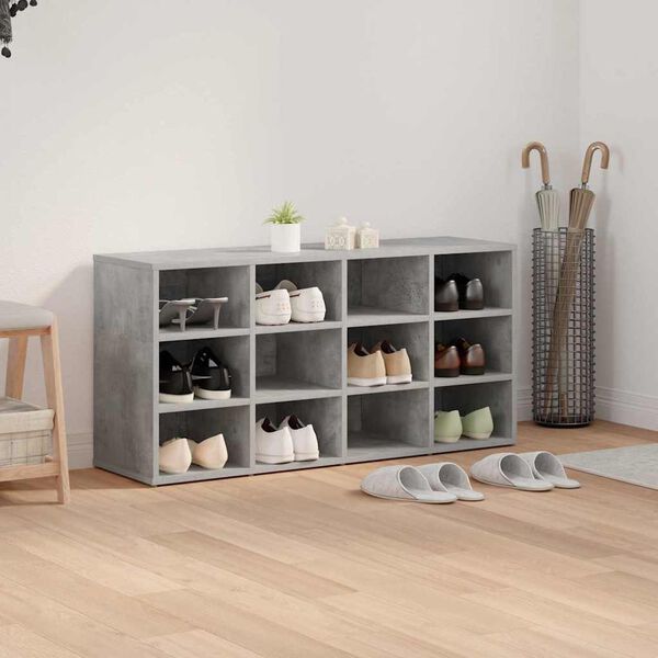 vidaXL Cabinet &agrave; chaussures avec &eacute;tag&egrave;re Gris b&eacute;ton 103 x 30 x 51 cm