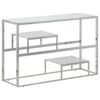vidaXL Table console argent&eacute; acier inoxydable et verre tremp&eacute;
