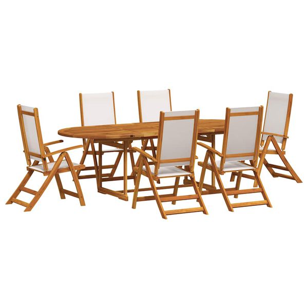 vidaXL Ensemble &agrave; manger de jardin 9pcs bois d'acacia solide textil&egrave;ne