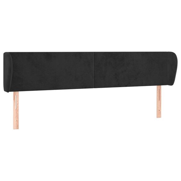 vidaXL T&ecirc;te de lit avec oreilles Noir 203x23x78/88 cm Velours